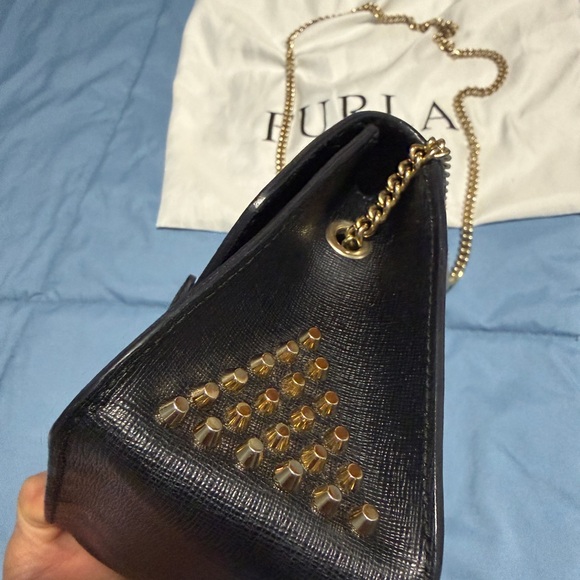 Furla Black Crossbody with Gold Chain - Picture 4 of 7